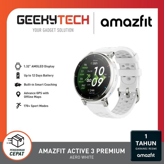 Amazfit Active 3 Premium Smart Watch 45mm Amoled Display GPS - Garansi RESMI 1 Tahun