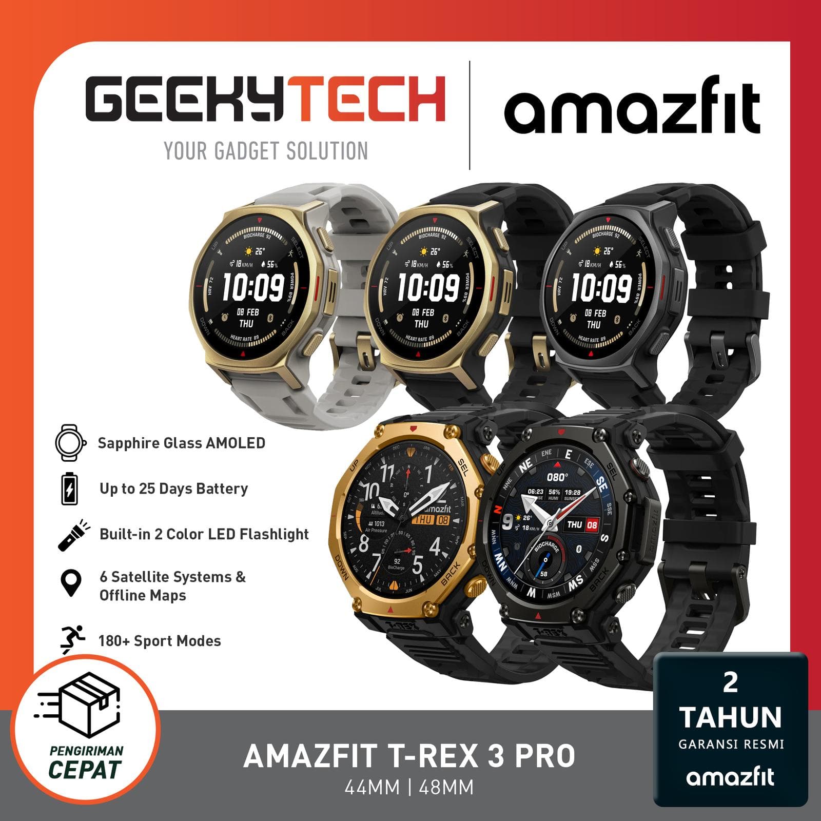 Amazfit T-Rex 3 Pro GPS Sportwatch Jam Tangan Olahraga Original - Garansi Resmi - 44MM