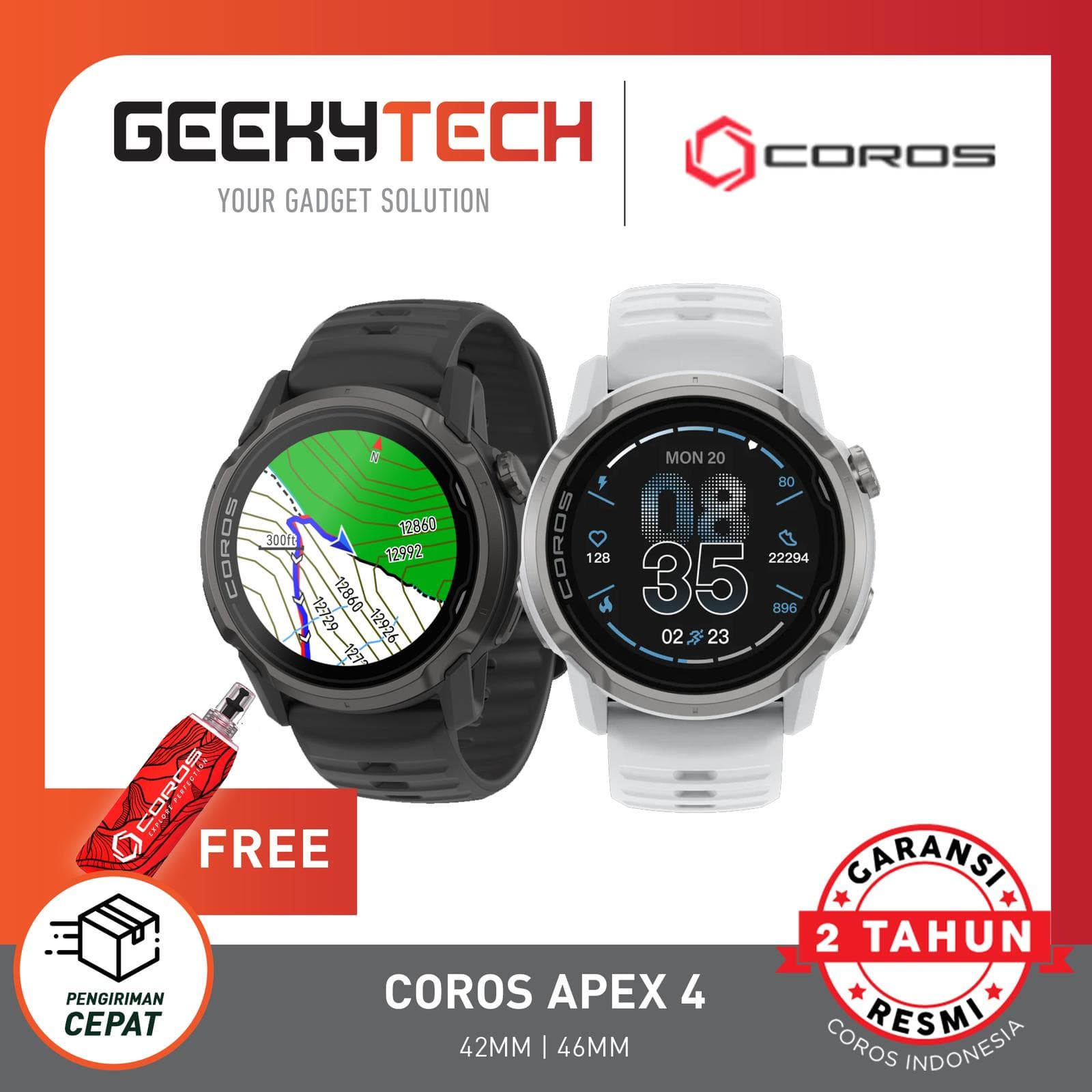 Coros Apex 4 GPS Watch Sportwatch Ultimate Mountain GPS Premium Original - Garansi RESMI 2 Tahun