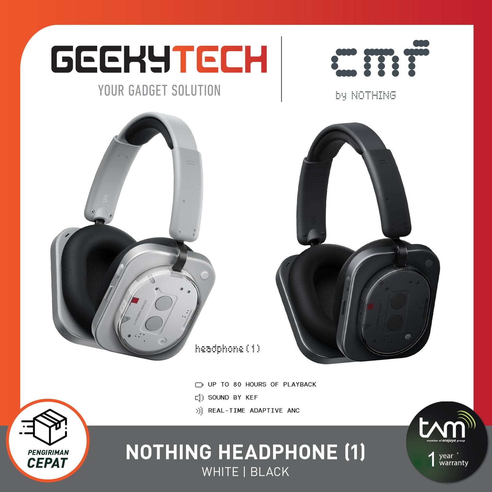 Nothing Headphone (1) - Wireless ANC Headphones - Original & Garansi Resmi