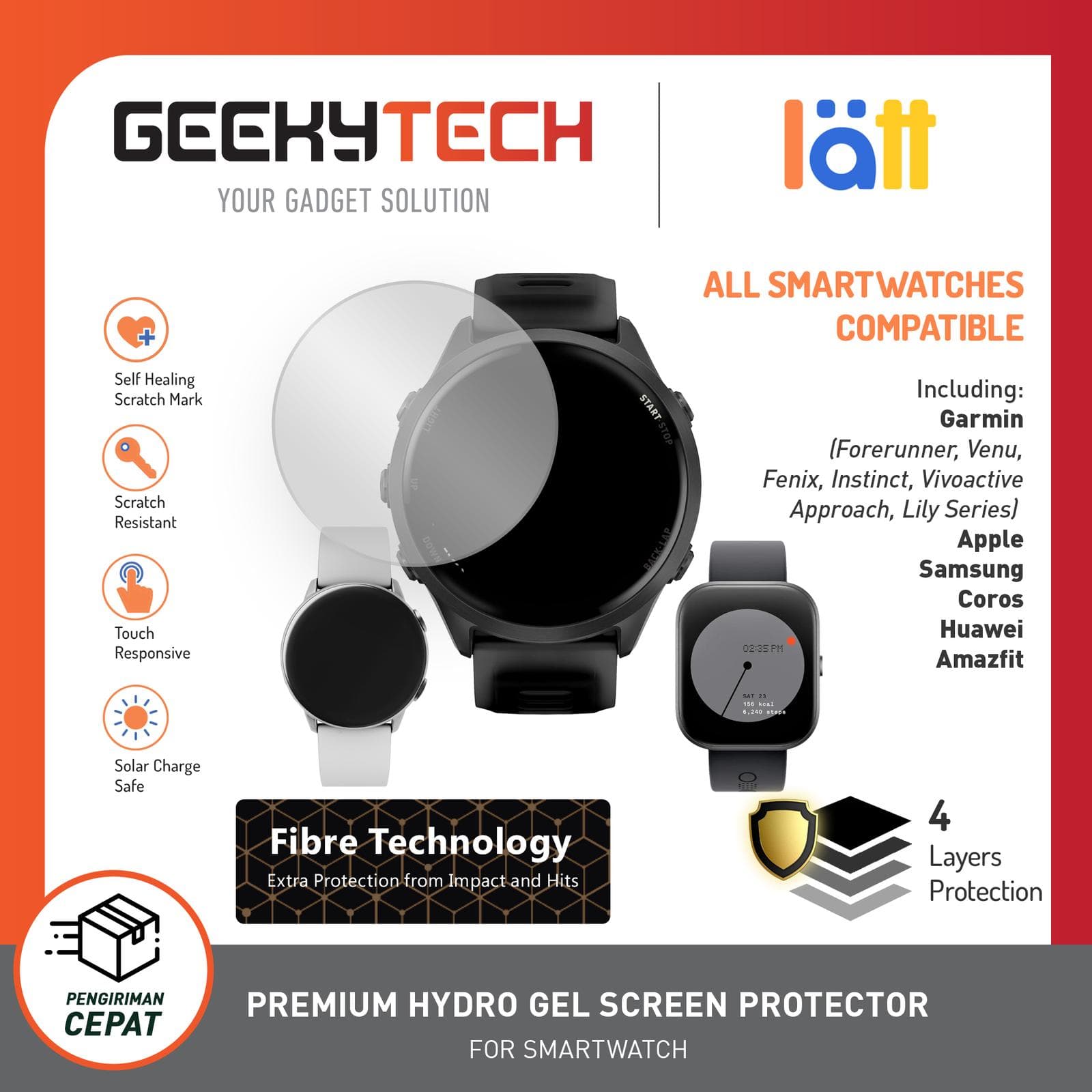 Latt Premium Hydrogel Screen Protector for All Smartwatch