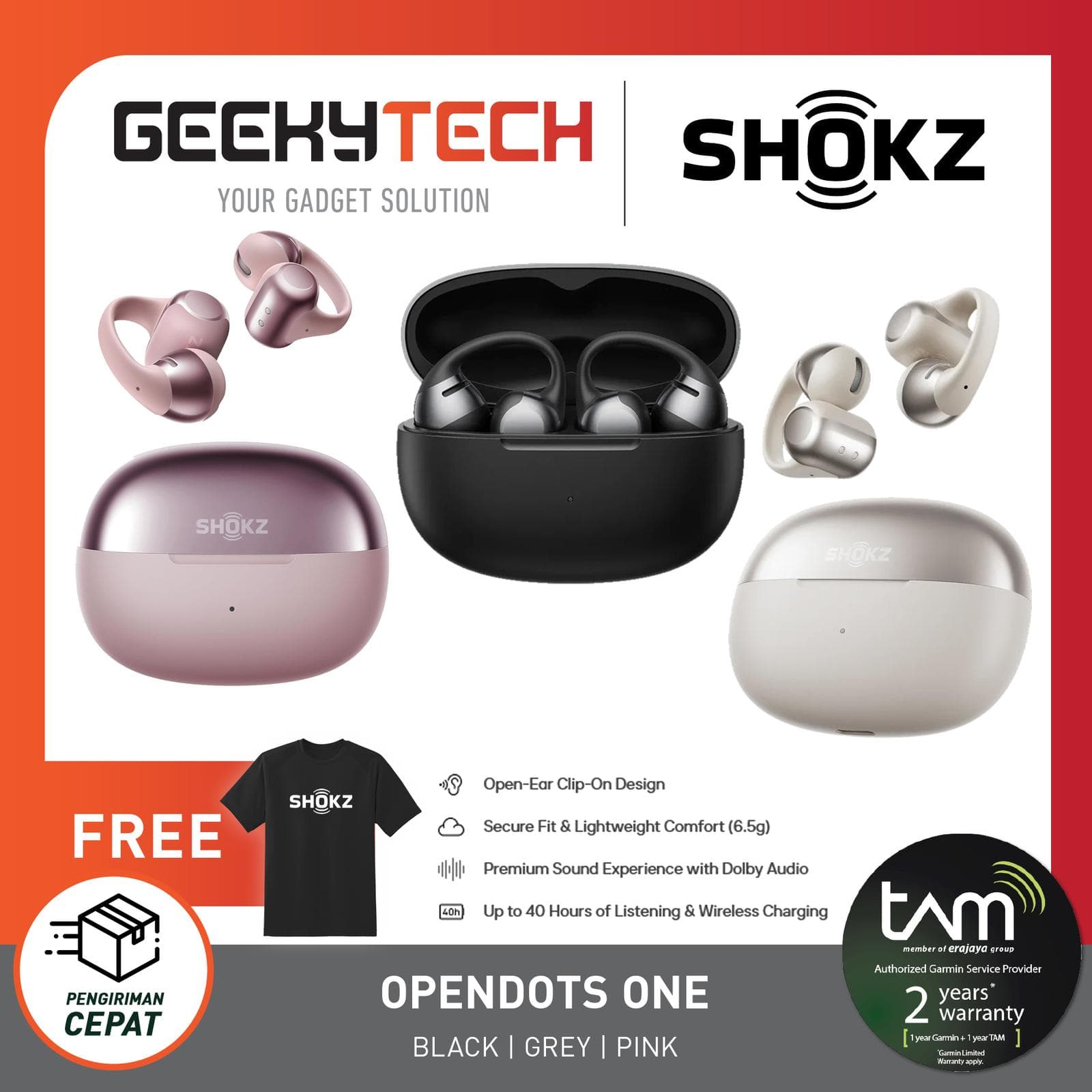 Shokz Opendots One - TWS Open Ear - Original dan Resmi