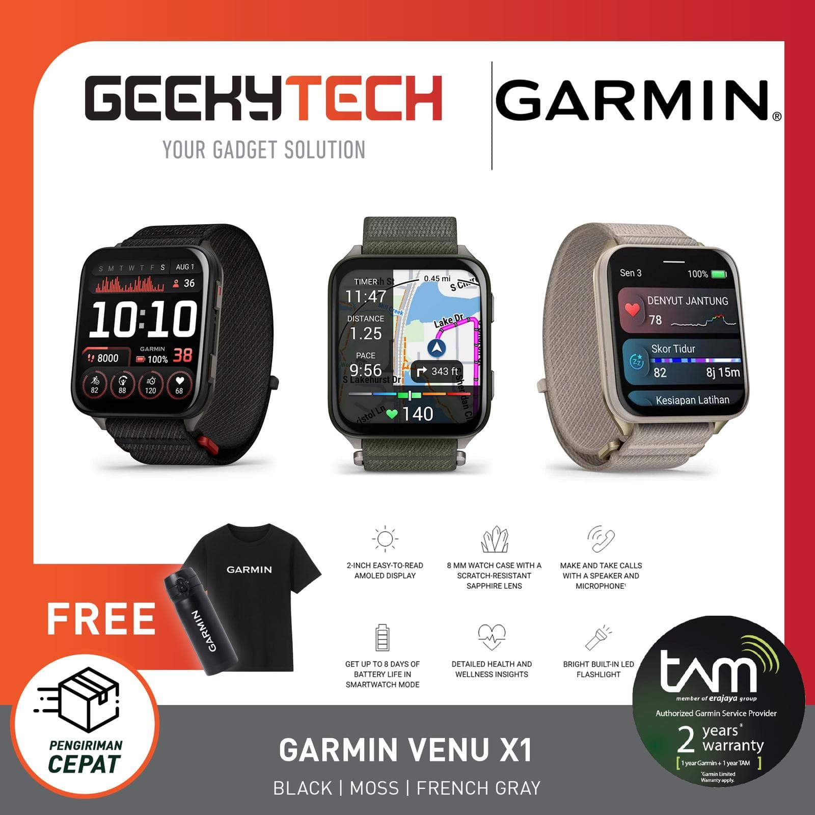 Garmin Venu X1 Premium Fitness Smartwatch GPS - Garansi RESMI TAM 2 Tahun