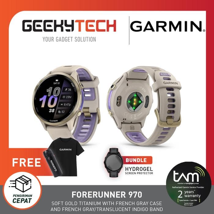 Garmin Forerunner 970 Music GPS WIFI Smartwatch - Garansi RESMI TAM 2 Tahun - BLACK SLATE