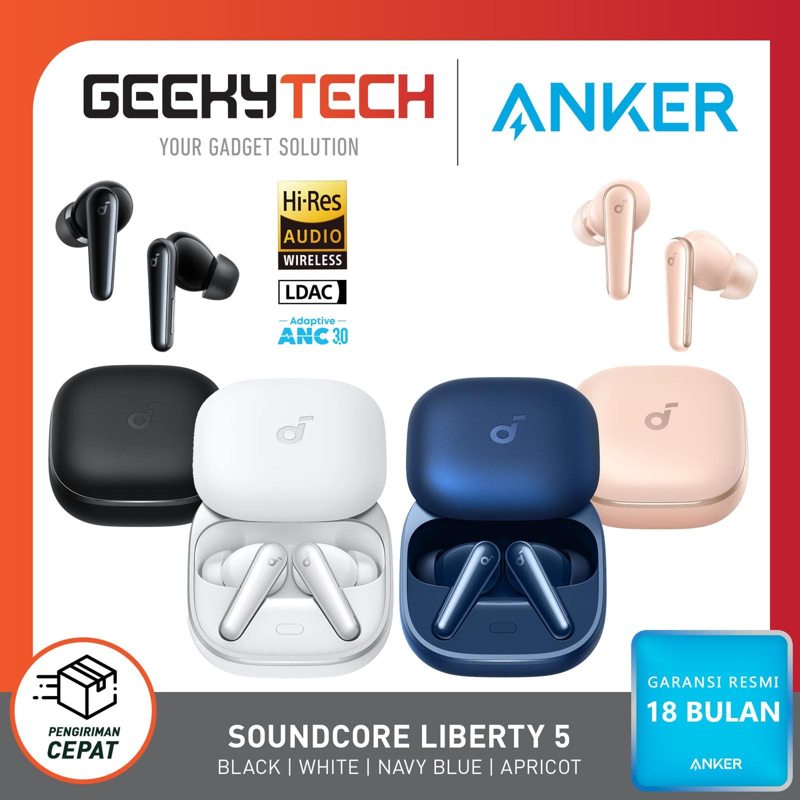 Anker Soundcore Liberty 5 Soundcore / Anker Liberty 5 A3957 HiRes Audio LDAC ANC 30 - Garansi RESMI ANKER