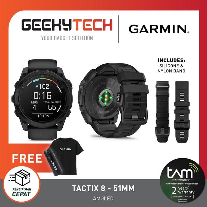 Garmin Tactix 8 Amoled 51mm / Garmin Tactix 8 Solar 51mm Tactical Watch - Garansi Resmi TAM