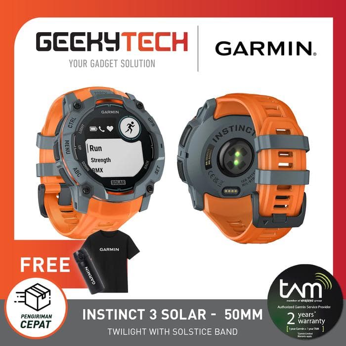 Garmin Instinct 3 SOLAR GPS Smartwatch - Garansi RESMI TAM